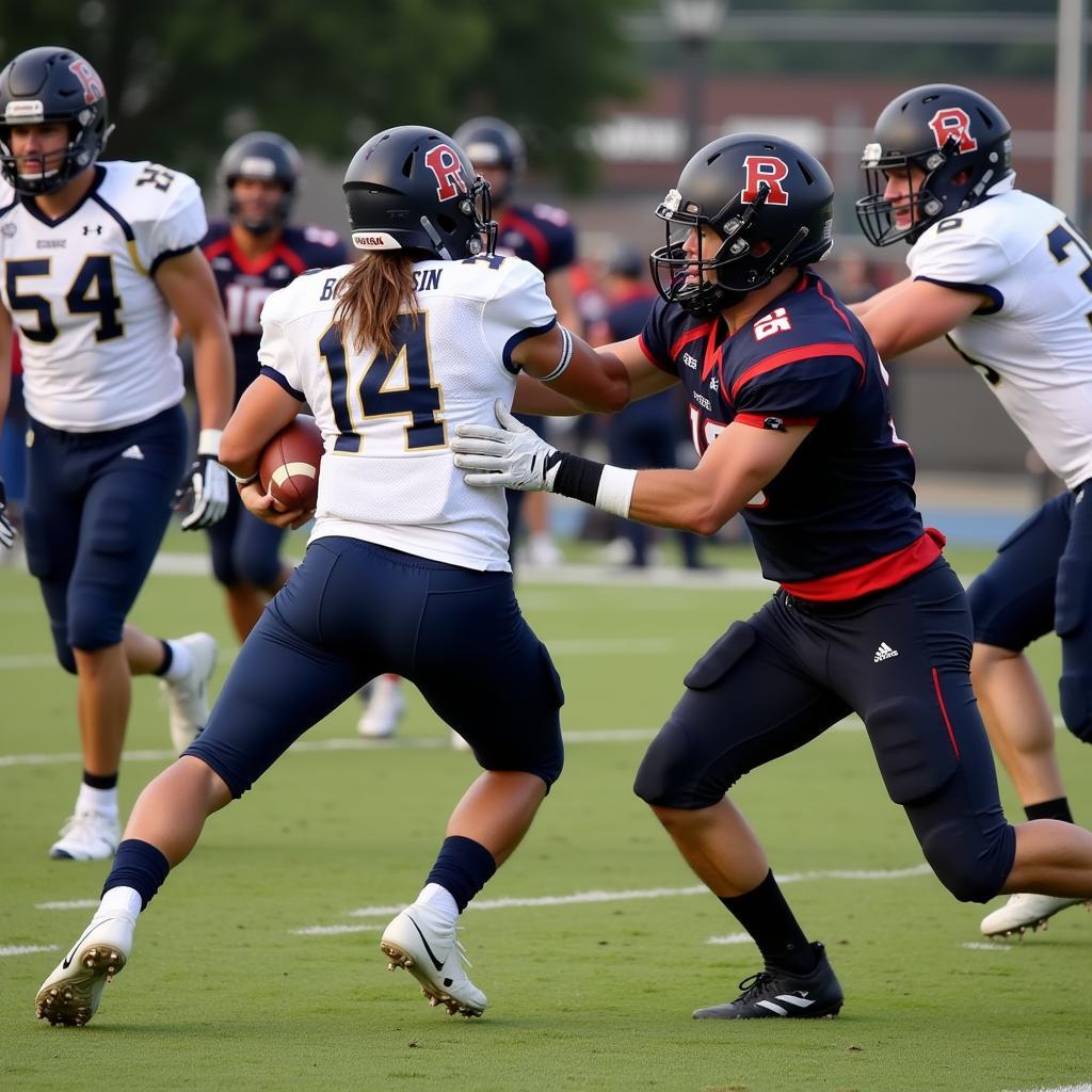 Fertile-Beltrami Falcons players in action during a live-streamed game.