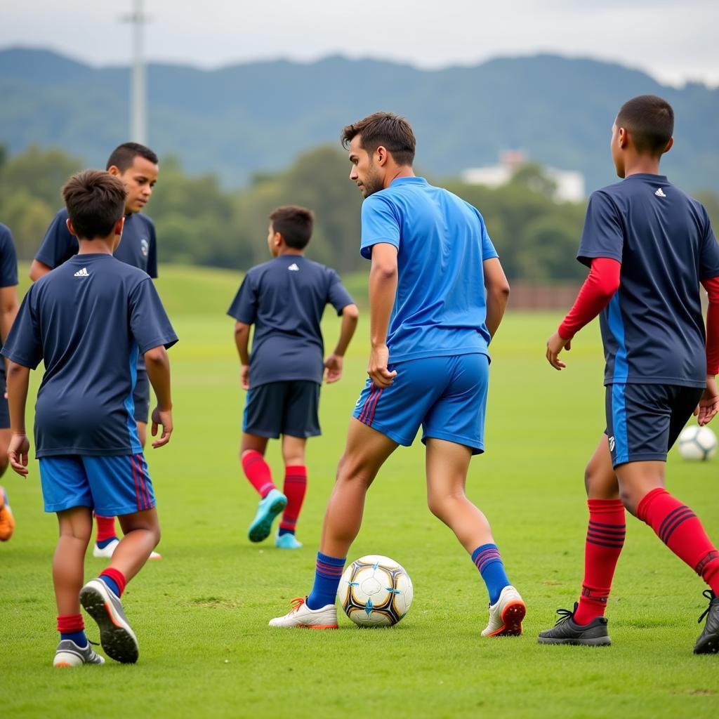 Young Fijian footballers training