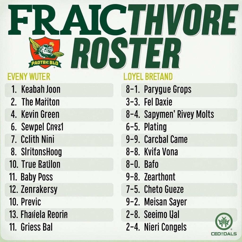 Florida Football Team Roster featuring Kevin Green