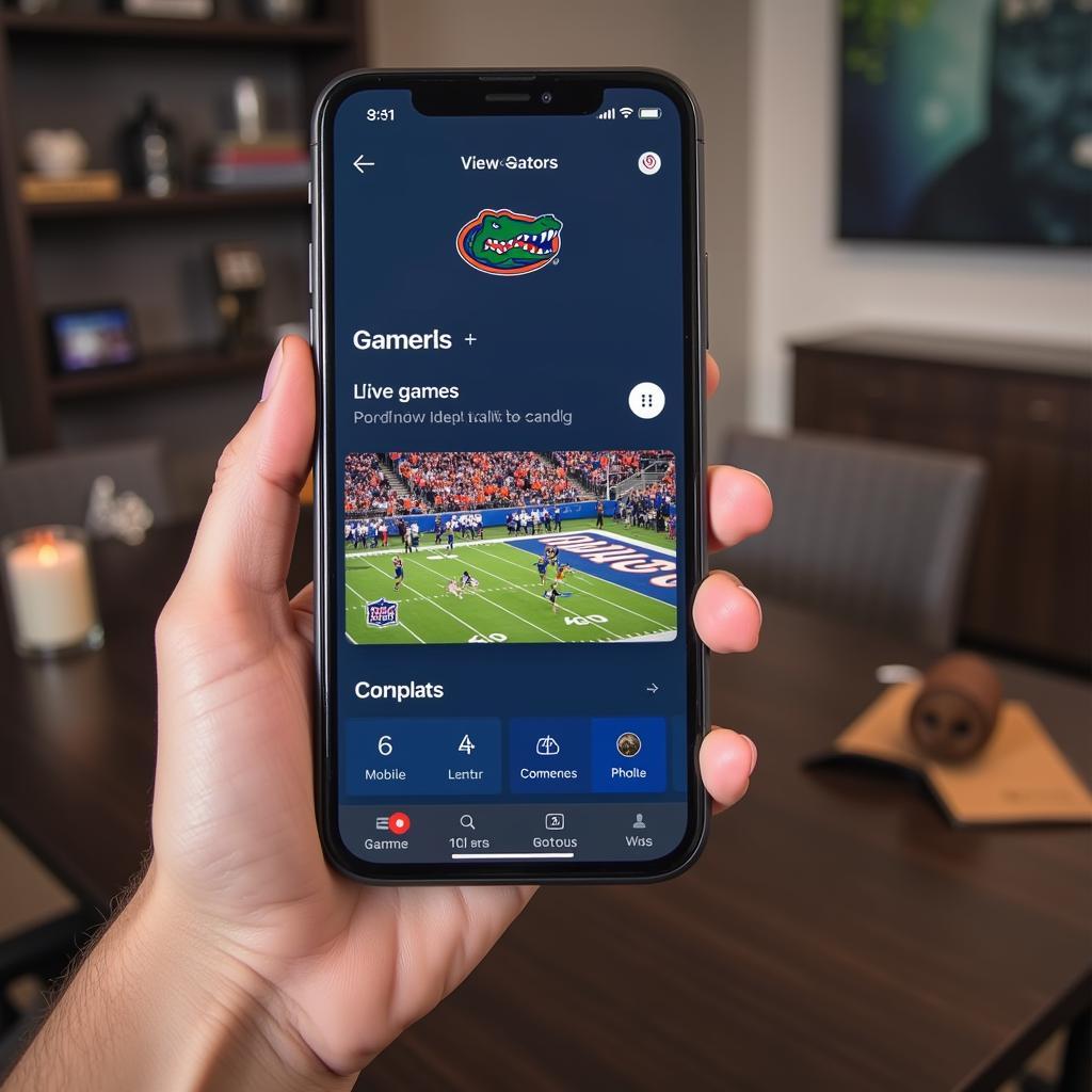 Watching the Florida Gator football live stream on mobile phone