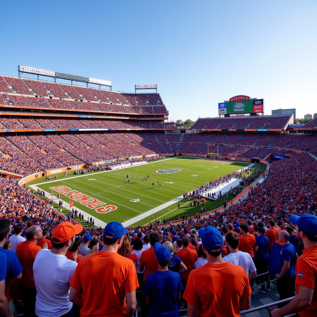 Florida Gators fans cheering in The Swamp