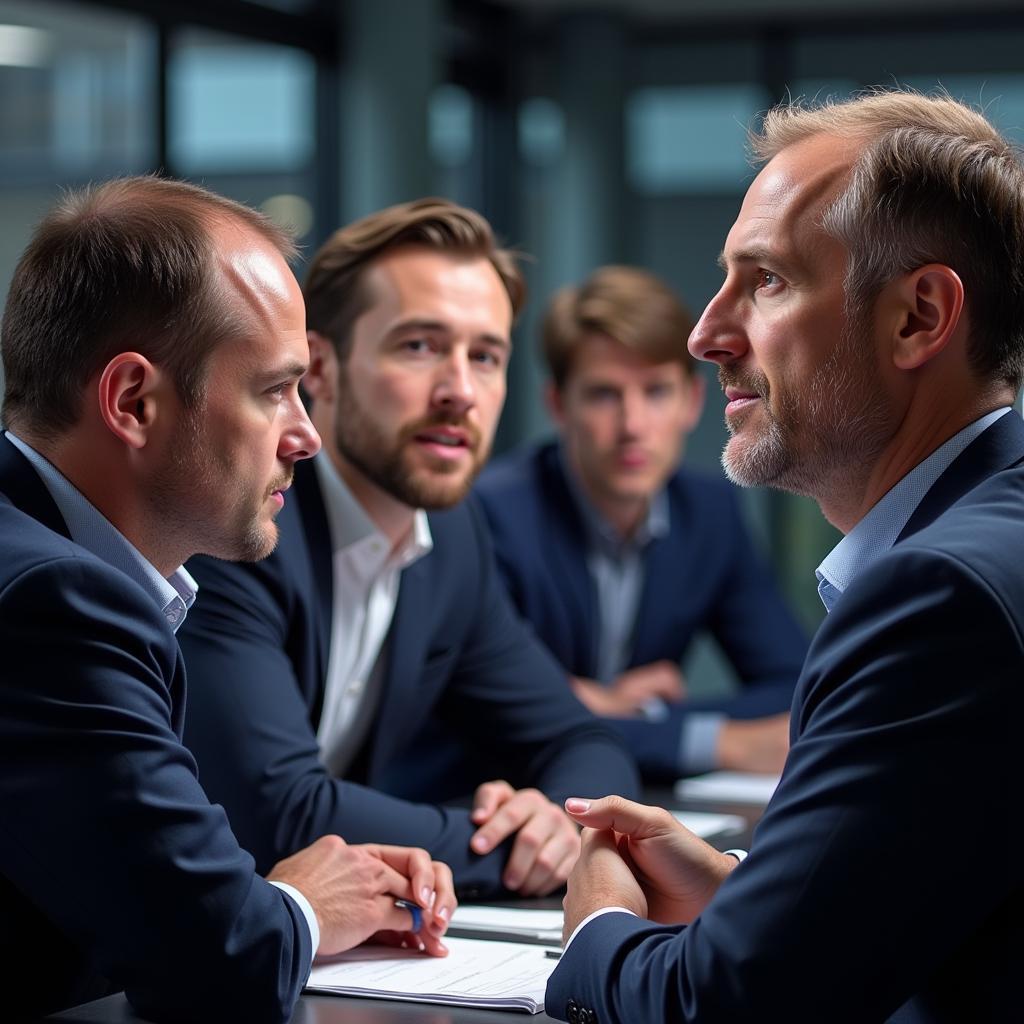 Football analysts discussing a match