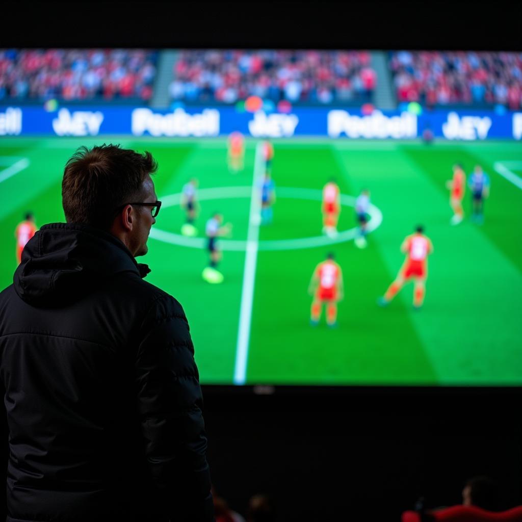 Football Coach Analyzing Friendly Match Footage