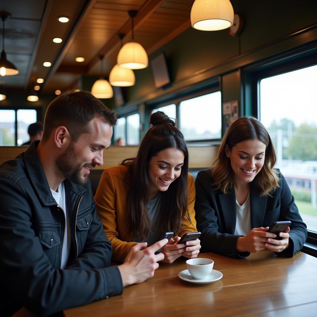 Football Fans Checking Live Updates on Mobile