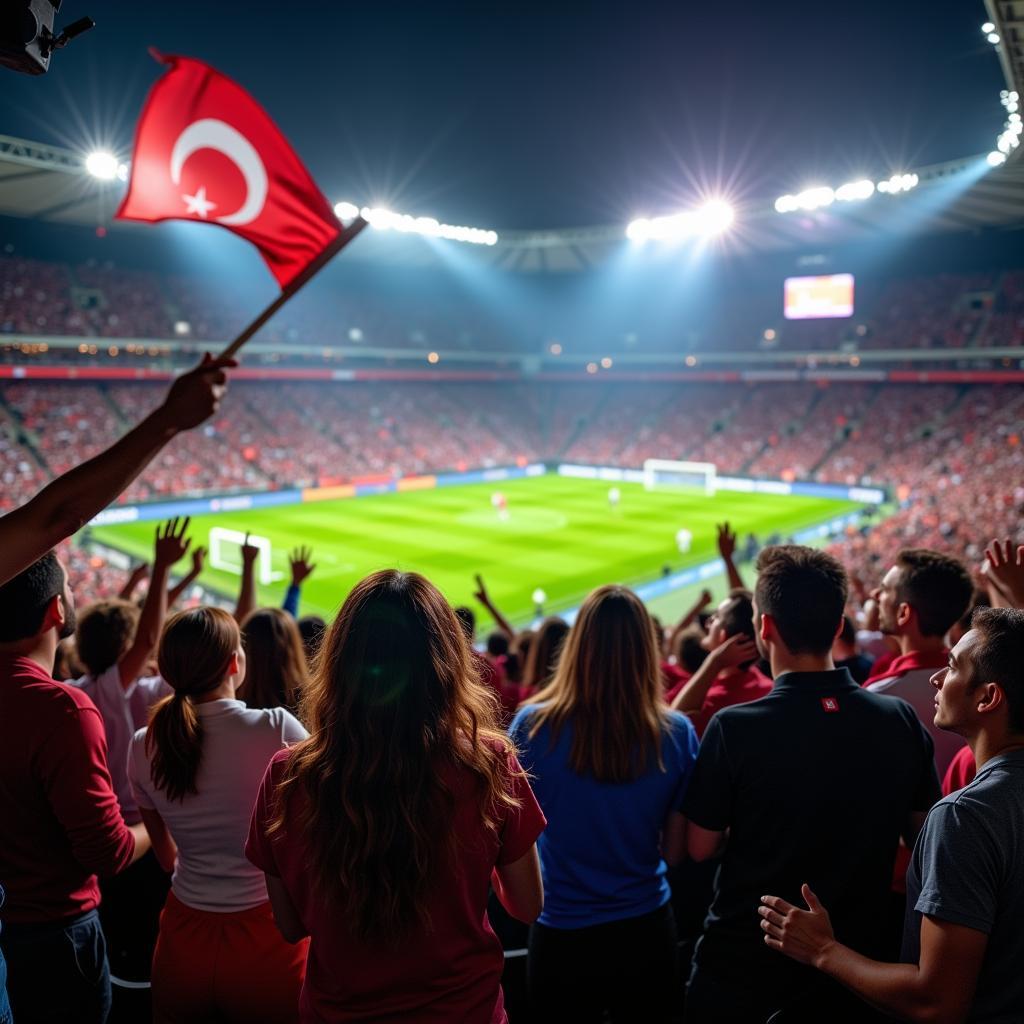 Football Fans Watching a Final Match Live