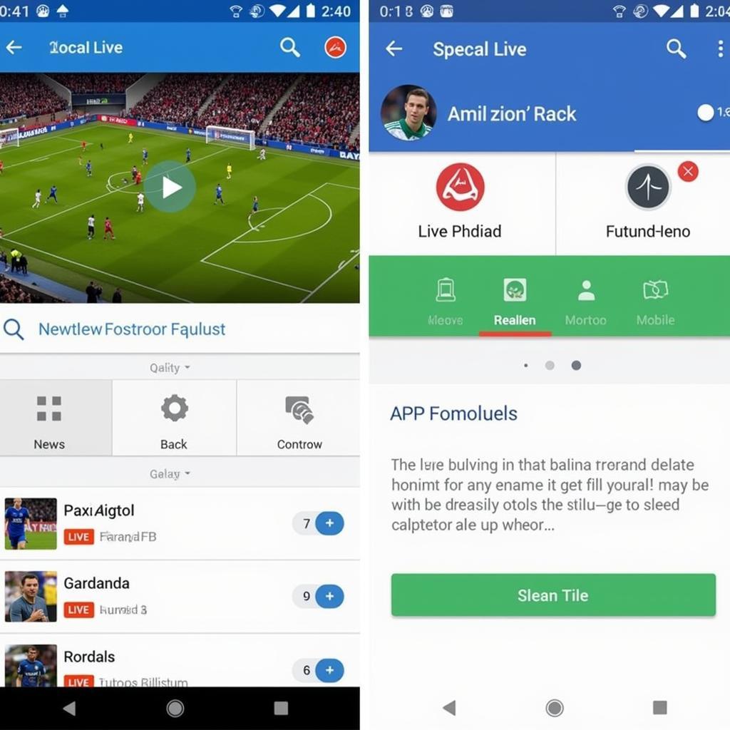 Football Live HD APK Streaming Interface