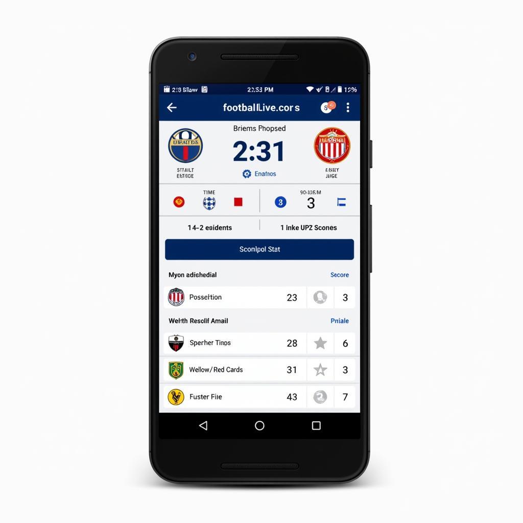 Football Live Score Mobile App Displaying Real-time Updates