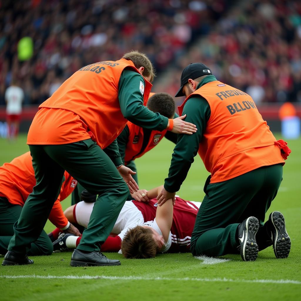 Football Player Receiving CPR on the Field