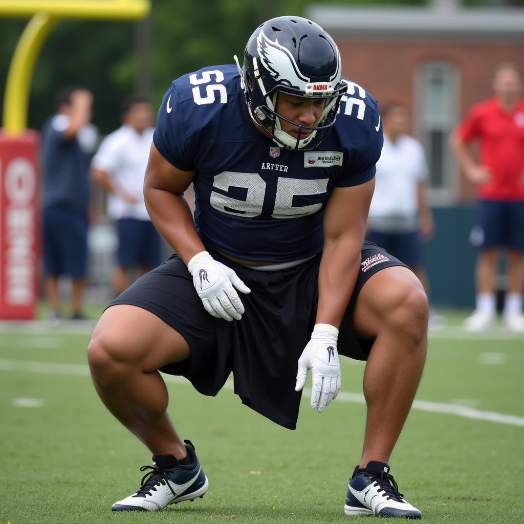 Football Player in Preseason Training