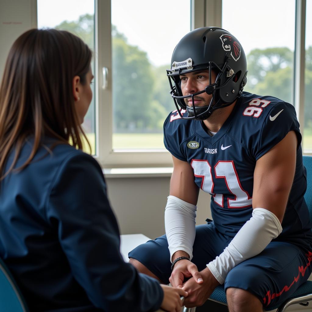 Football Player Talking to a Therapist