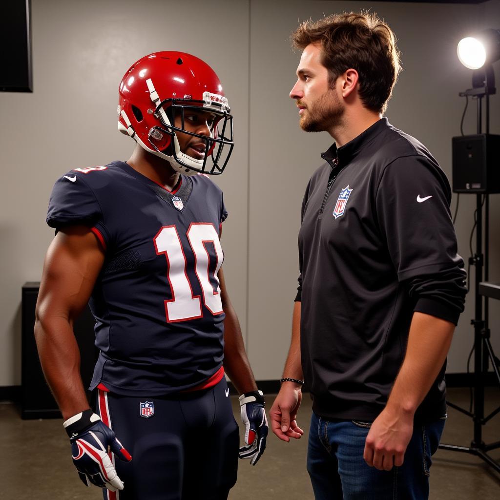 Football Player Rehearsing for SNL