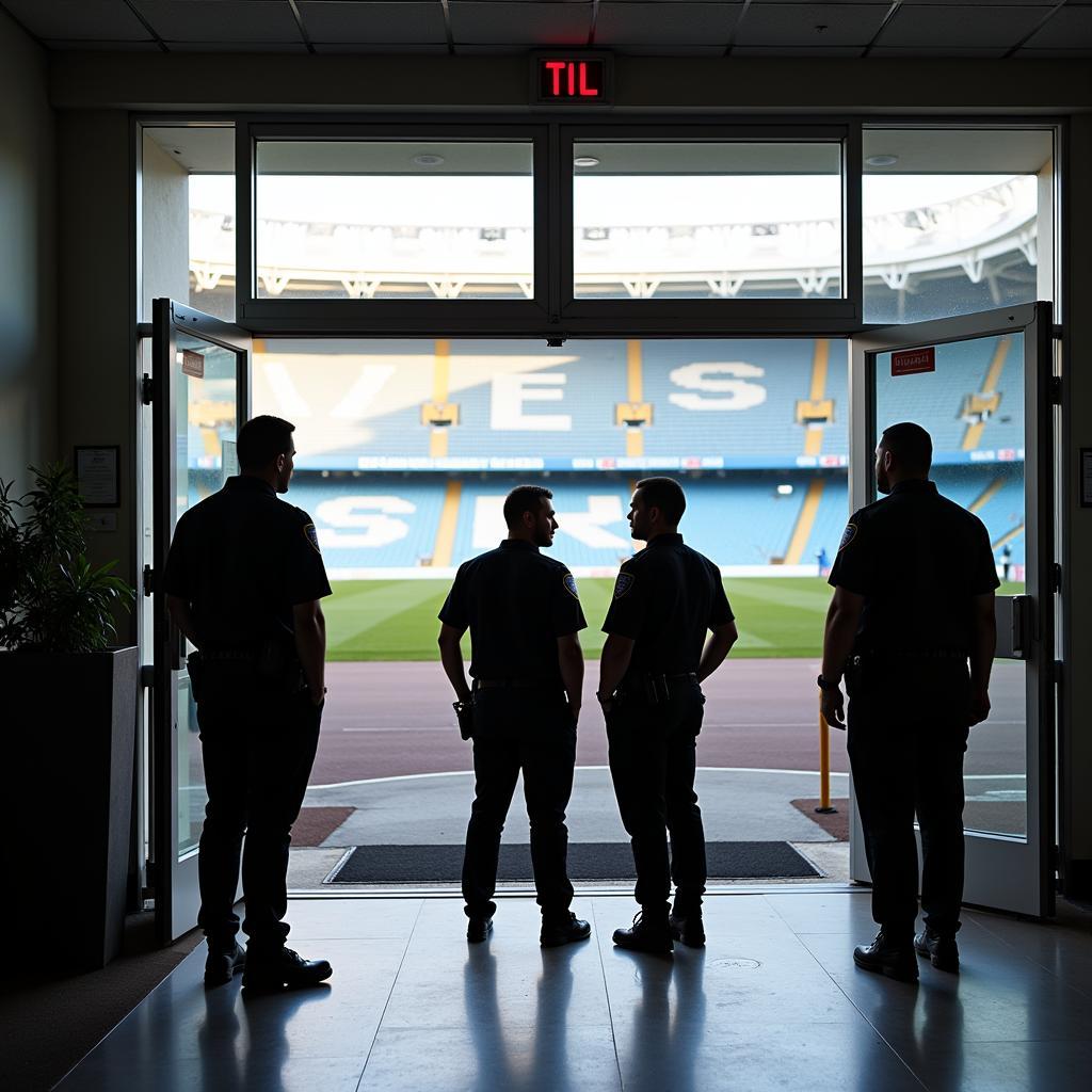 Stadium Security Personnel Monitoring Entrance