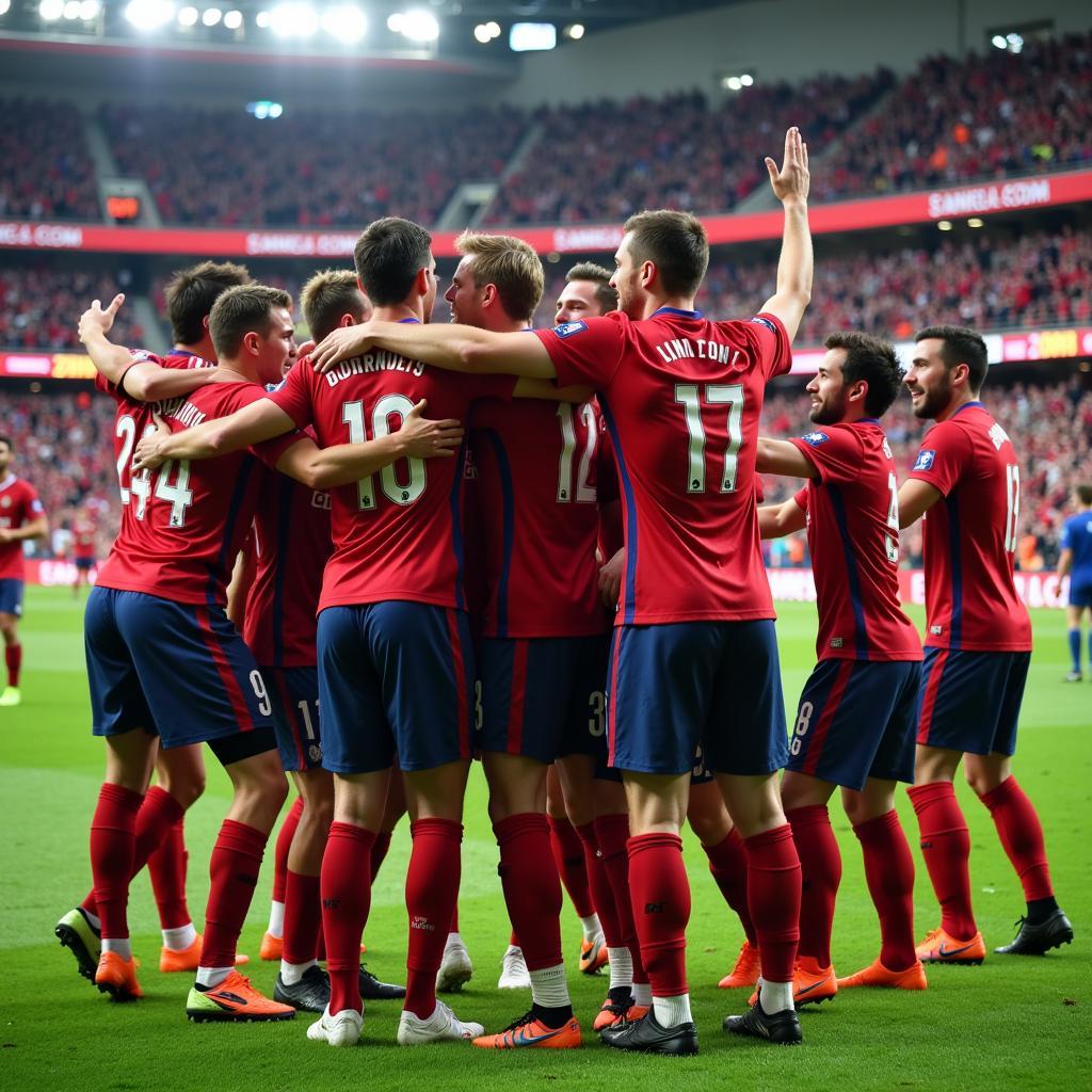 Football Semifinal Winning Team Celebration