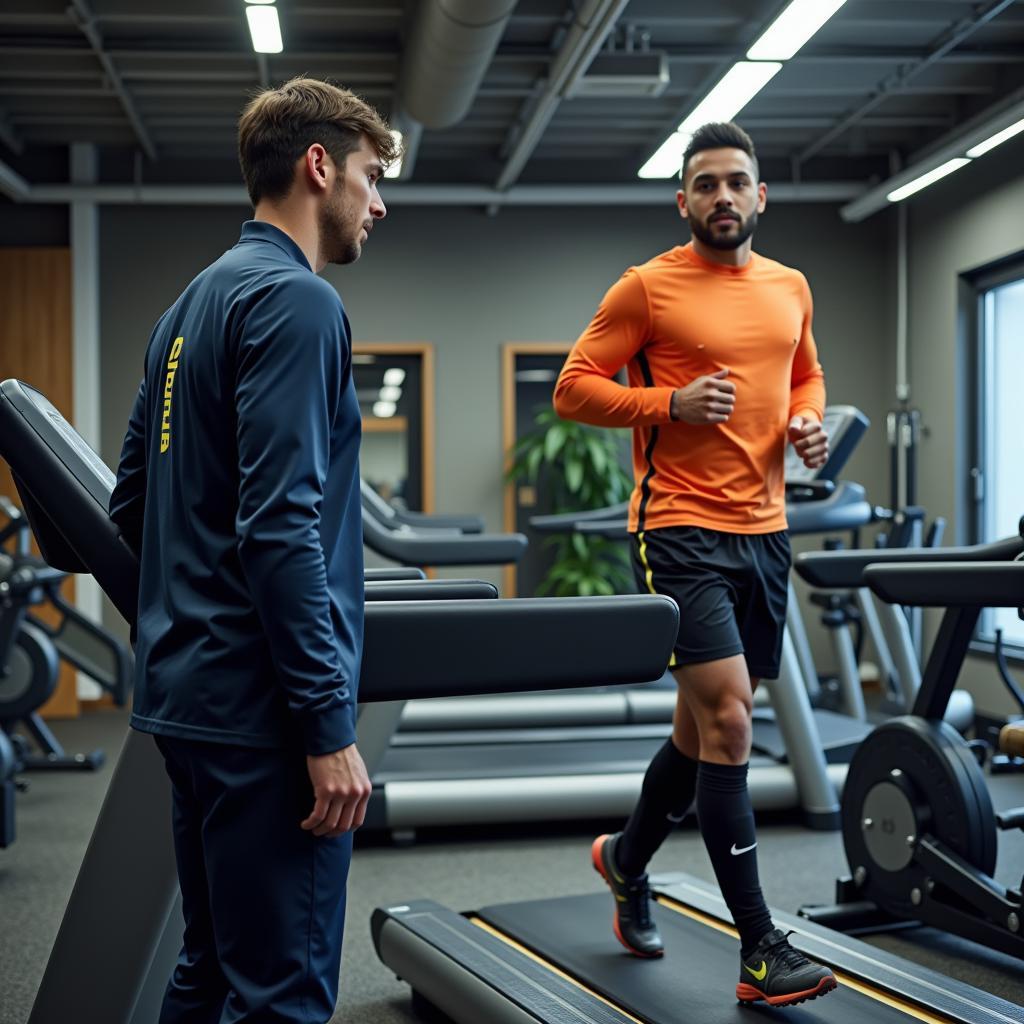 Footballer Training Intensely