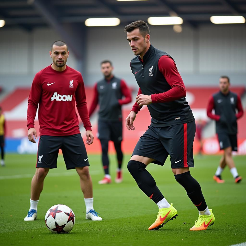 Footballers training at Liverpool's state-of-the-art facilities