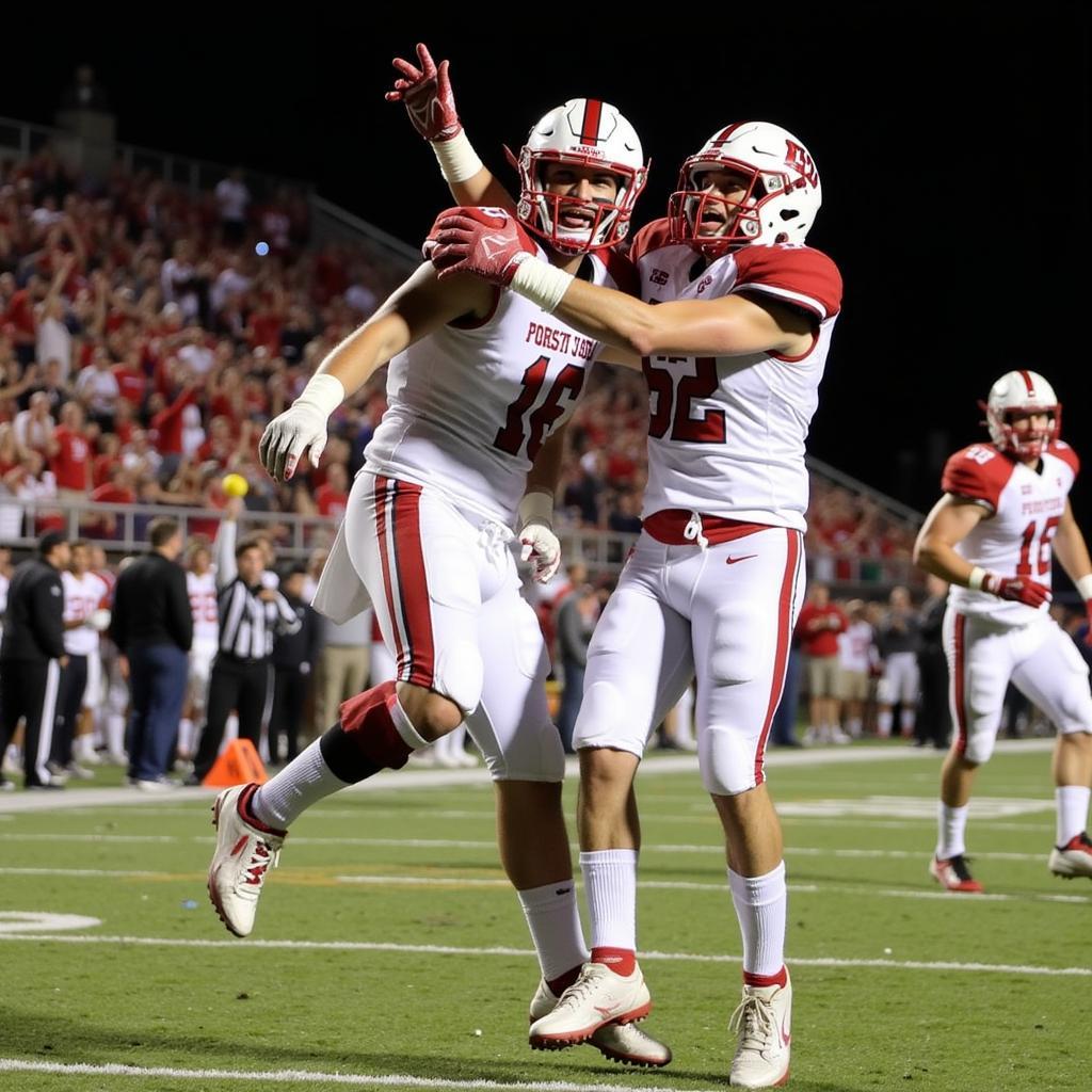 Forrest High School Football Players Celebrating a Touchdown