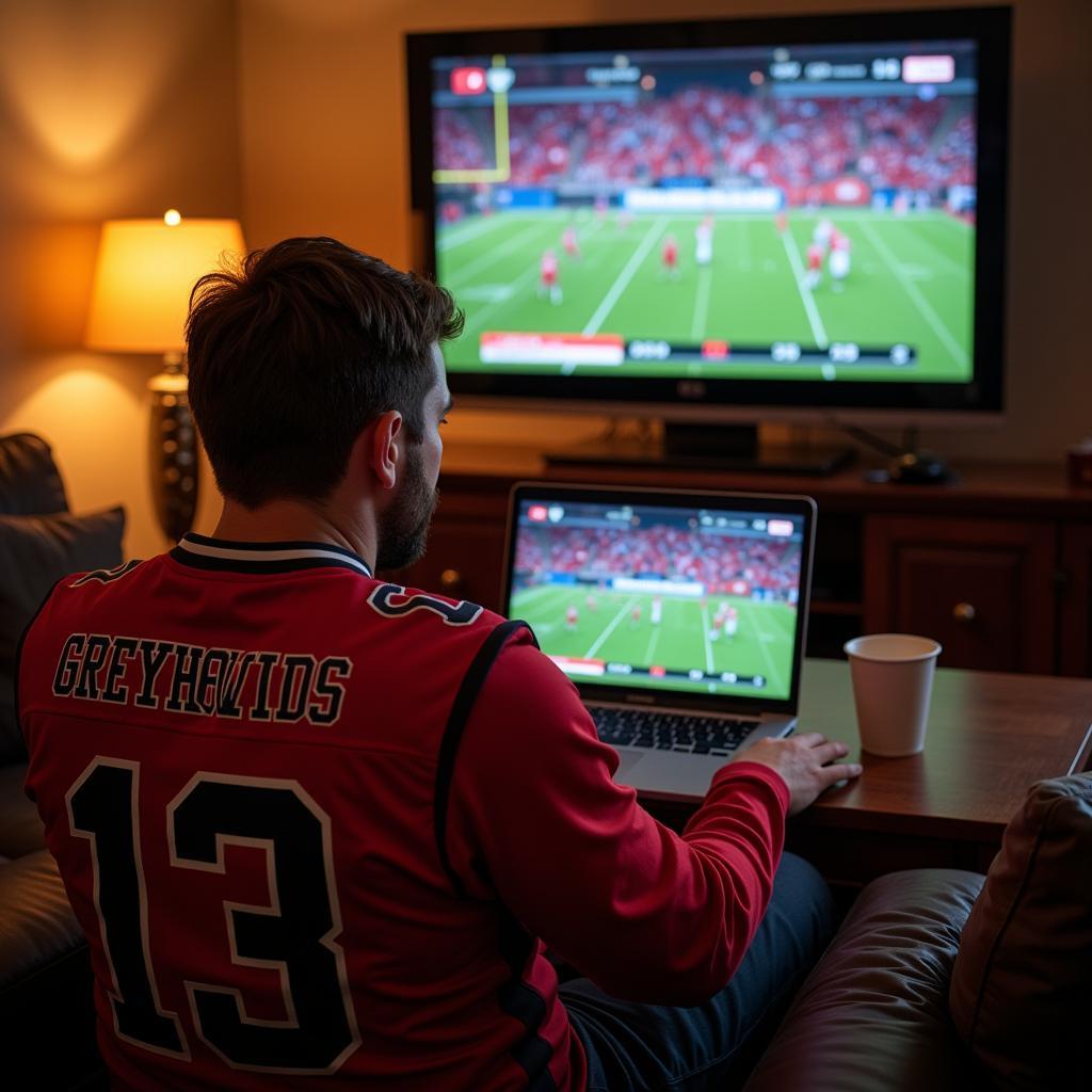 Fort Scott Football Fan Watching Live Stream