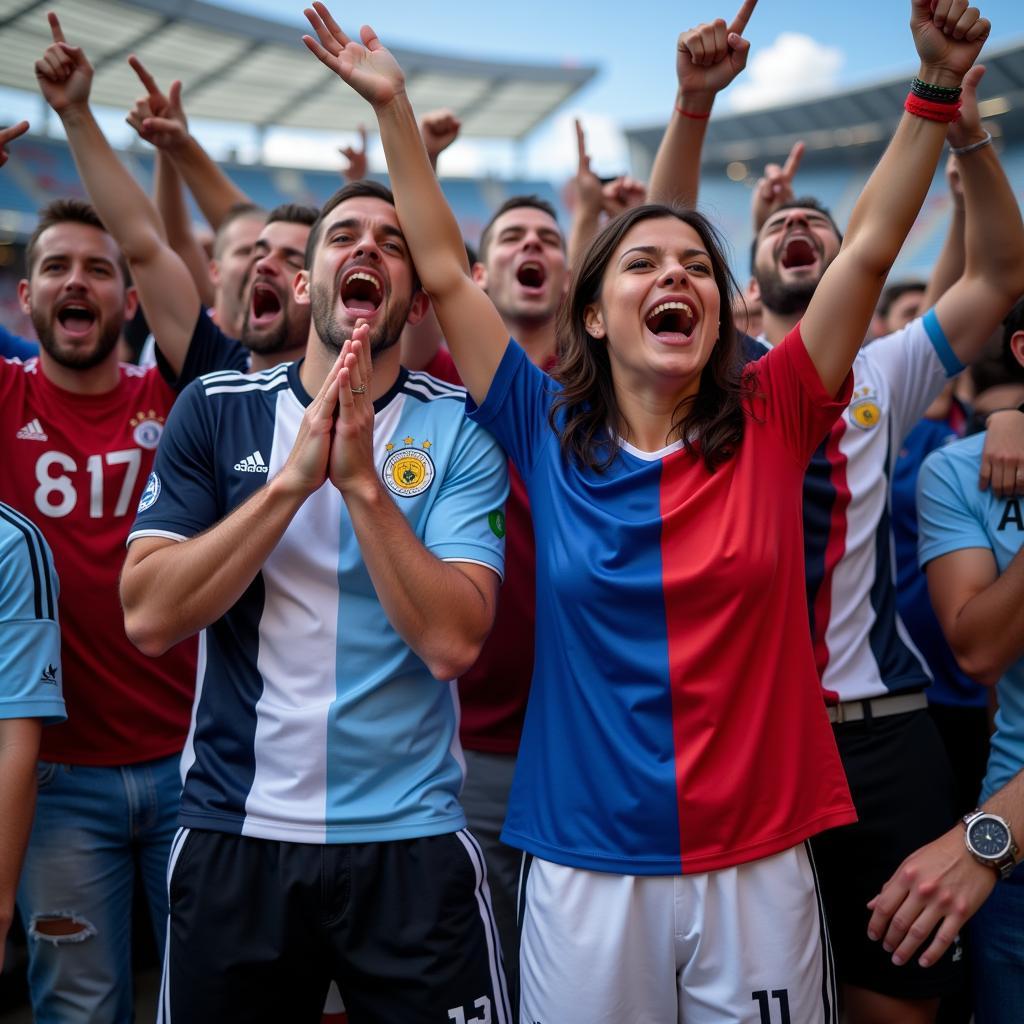 Fans Celebrating a France vs Argentina Goal