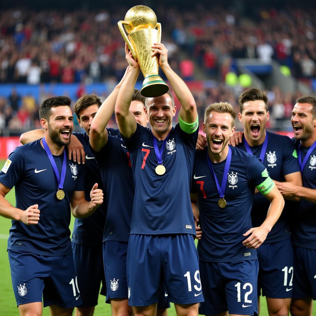 France celebrating their victory at the Football Mondial 2018