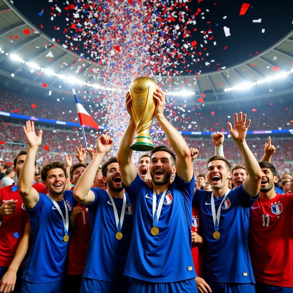 France celebrates winning the 2018 FIFA World Cup.