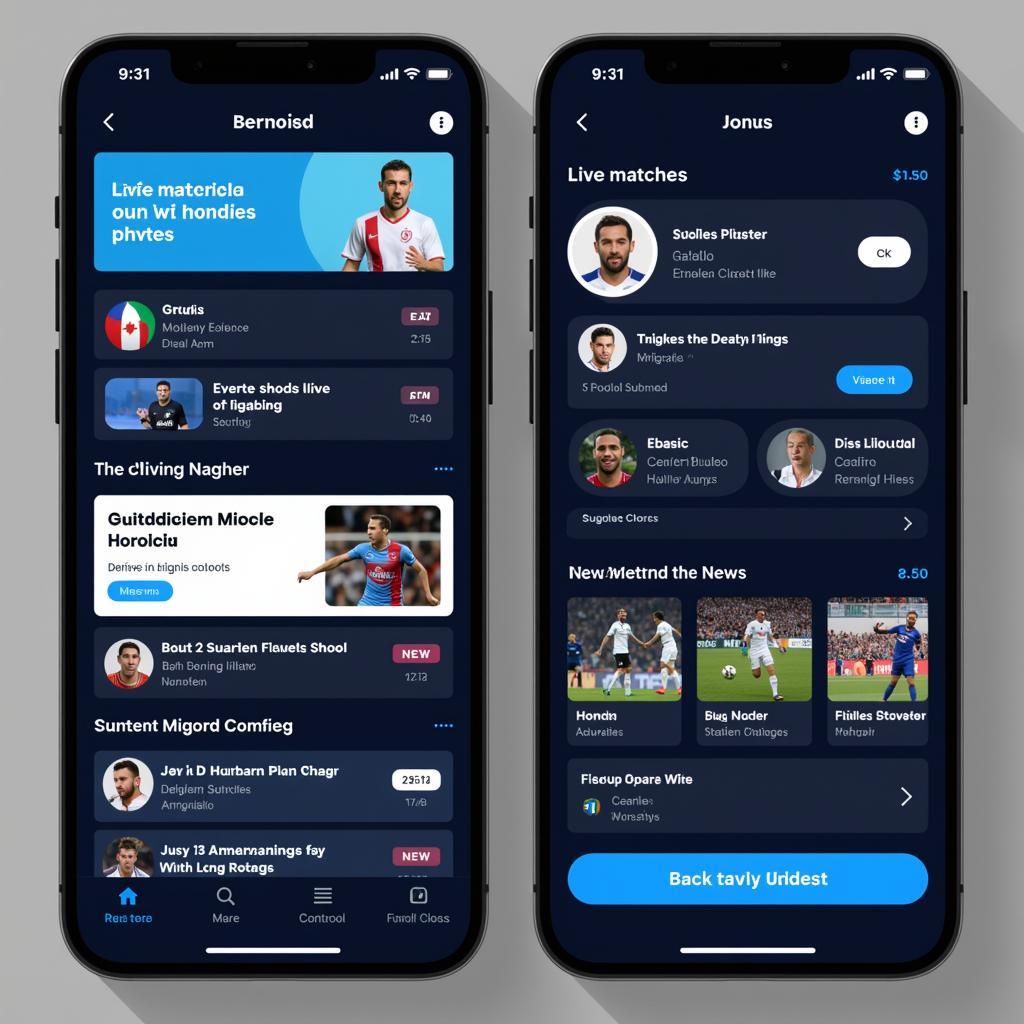 User-friendly interface of a free live football app