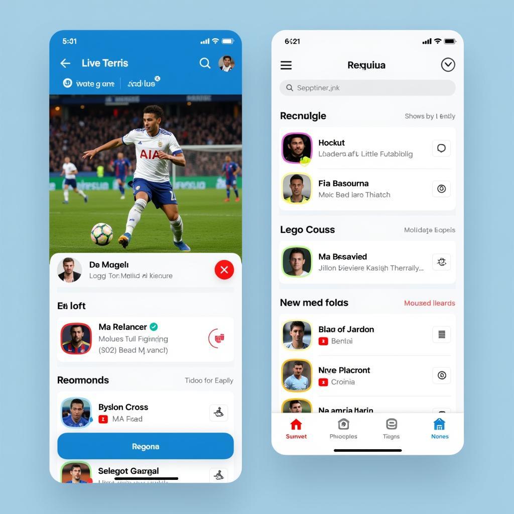 User-friendly interface of a football live streaming app