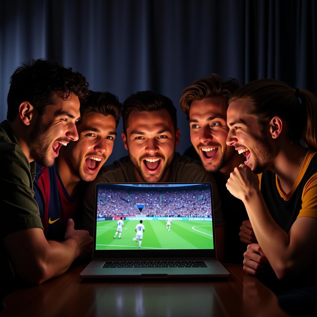 Fans Watching Free Live Streaming Football Barcelona Real Madrid Match