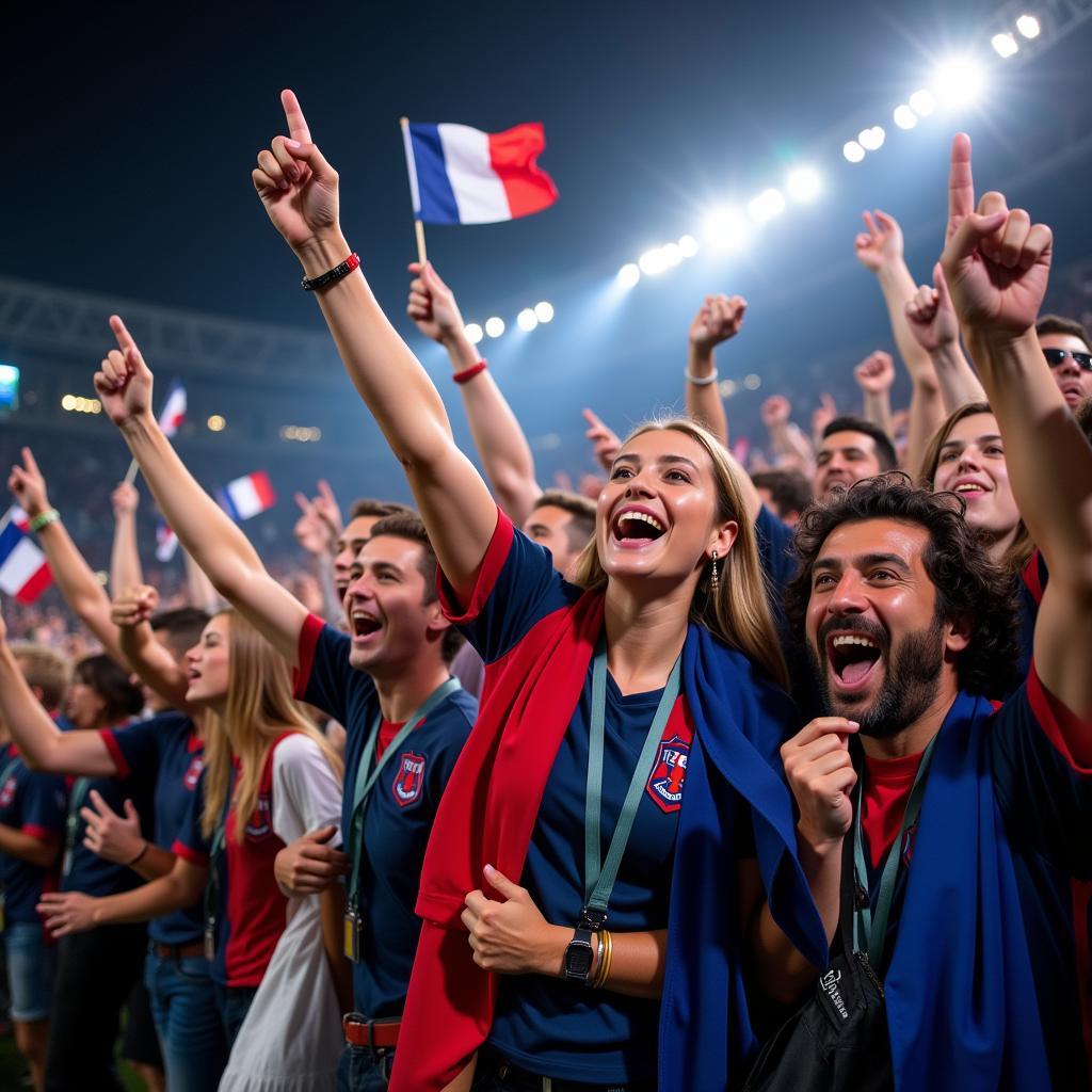 French Football Fans Celebrating a Goal