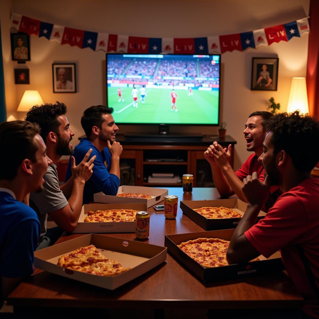 Friends Watching Football HD Live Match Together