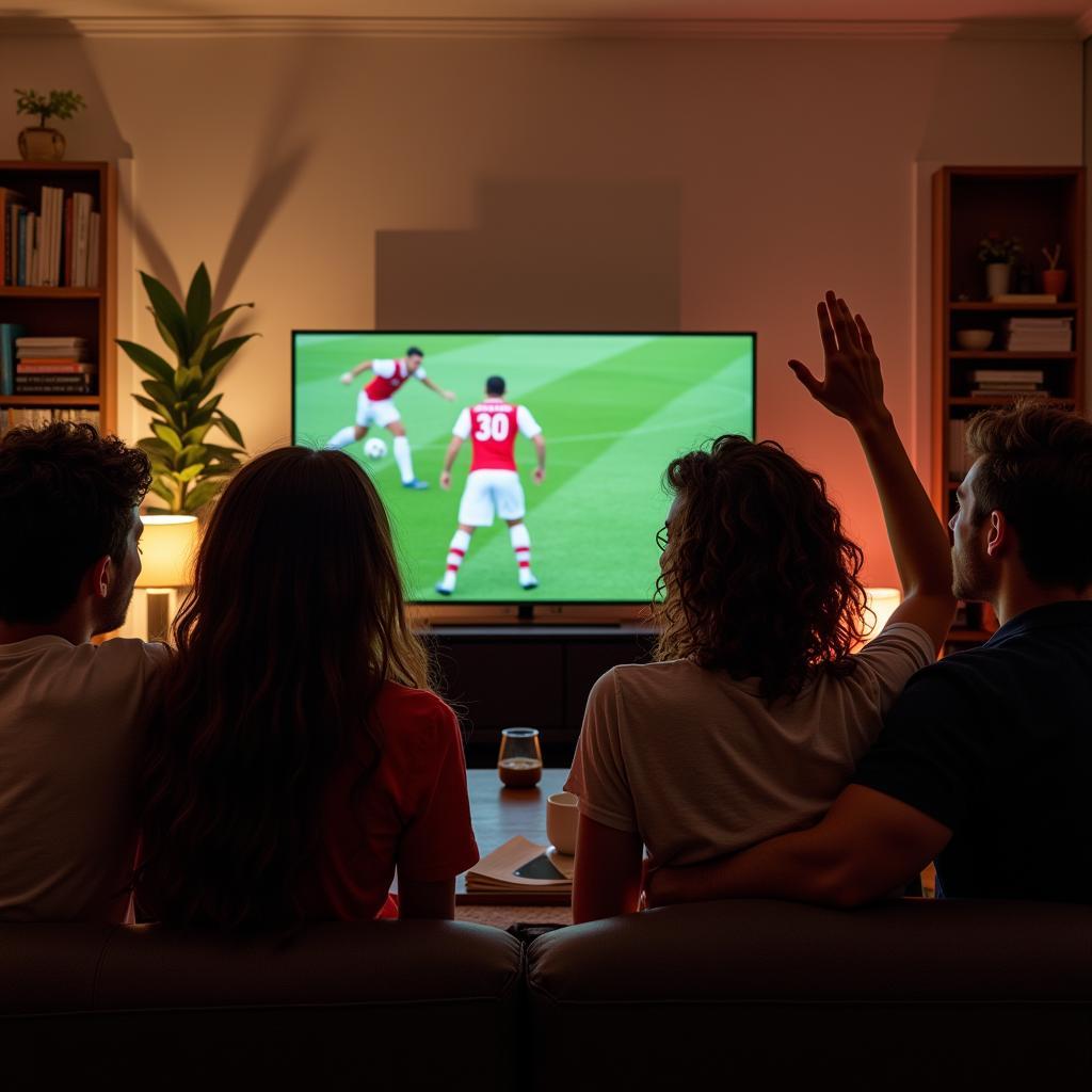 Friends Watching Football on YouTube via Smart TV