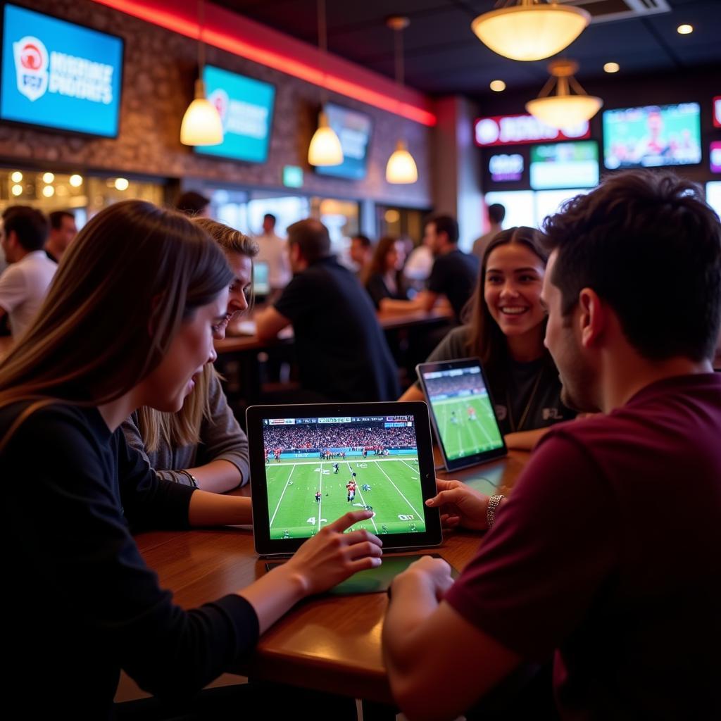 Friends Watching Monday Night Football Live Stream on Tablets