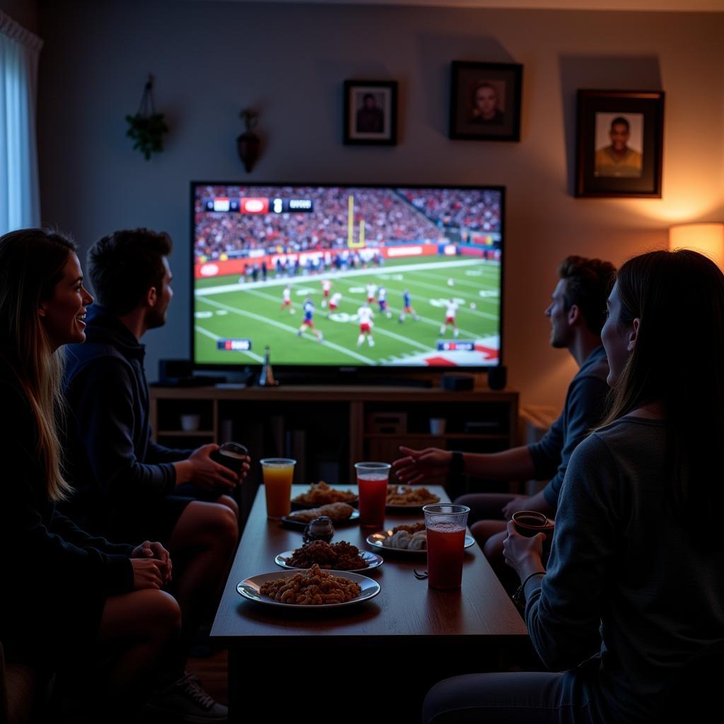 Group of Friends Enjoying NFL Thursday Night Football Live Stream