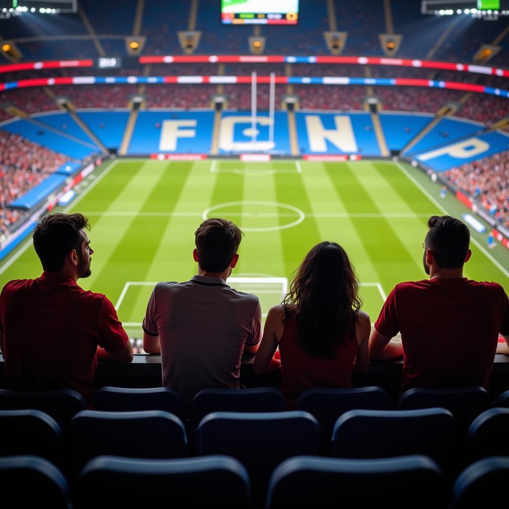 Group of friends watching the World Cup together