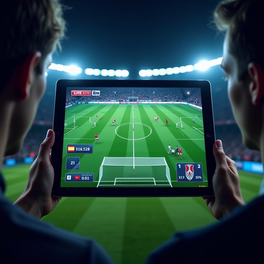 Future of football live results with AR integration showing player stats on live stream.