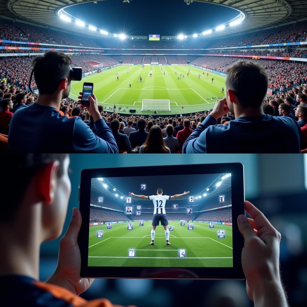 Futuristic concepts for football streaming involving VR and AR.