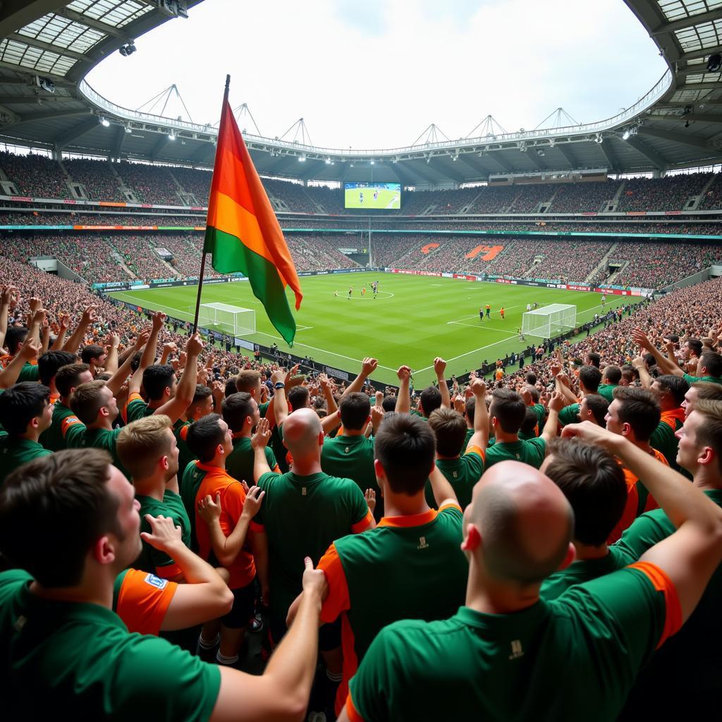 Gaelic Football Fans Celebrating a Dramatic Victory