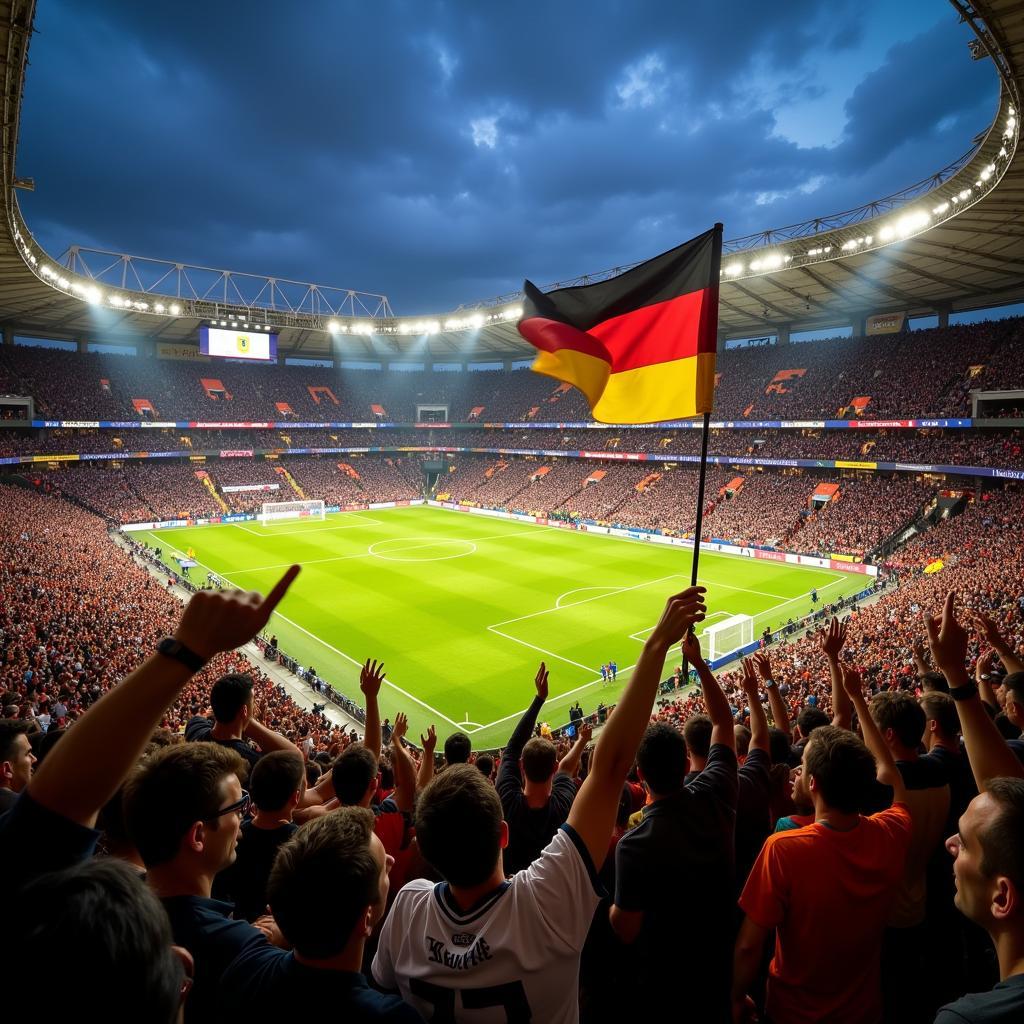 German football fans celebrating a goal