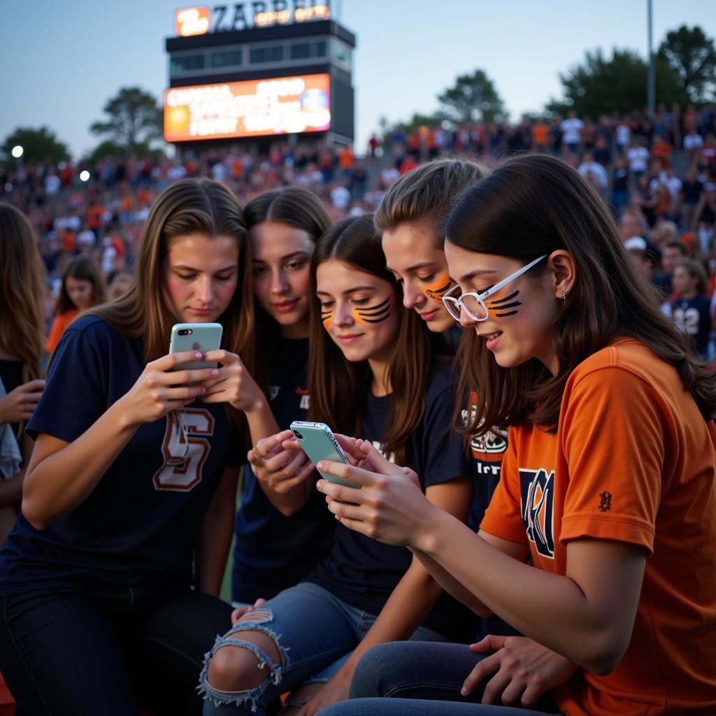 IHSAA Football Fans Checking Live Scores on their Phones