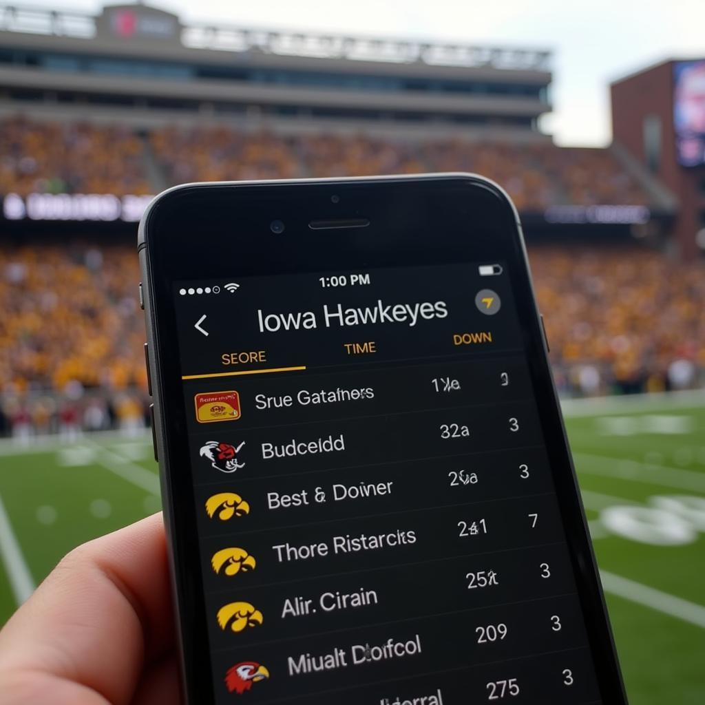 Iowa Football Live Score Update on Mobile Phone