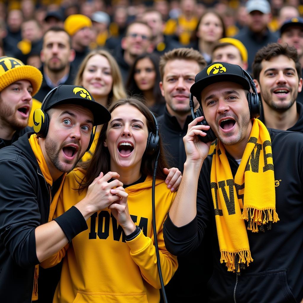 Iowa Hawkeye Football Fans Listening to Live Radio