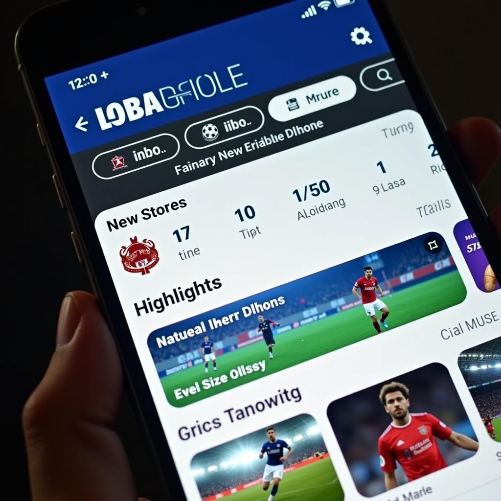 Interface of a live football streaming app on iPhone