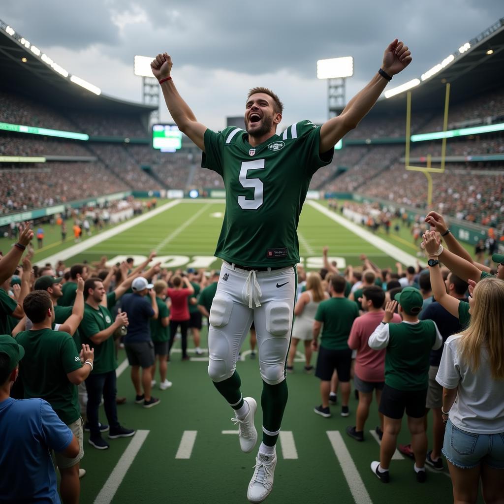 Jets Fan Celebrating a Touchdown