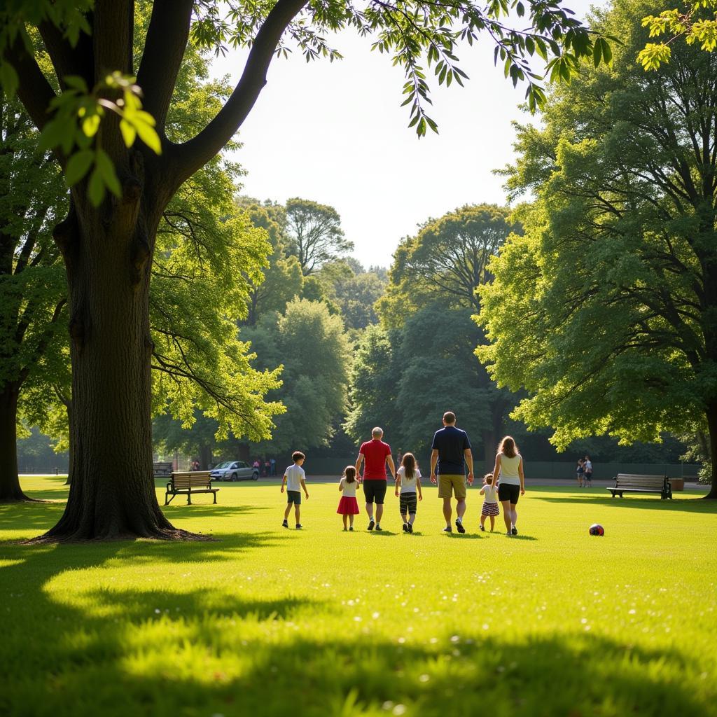 Families enjoying a day out in a Knutsford park