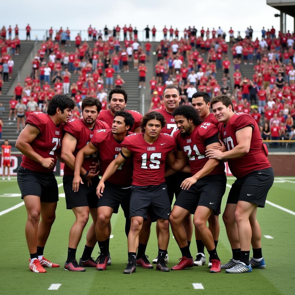 Lahainaluna Football Team Performing the Haka Before a Game