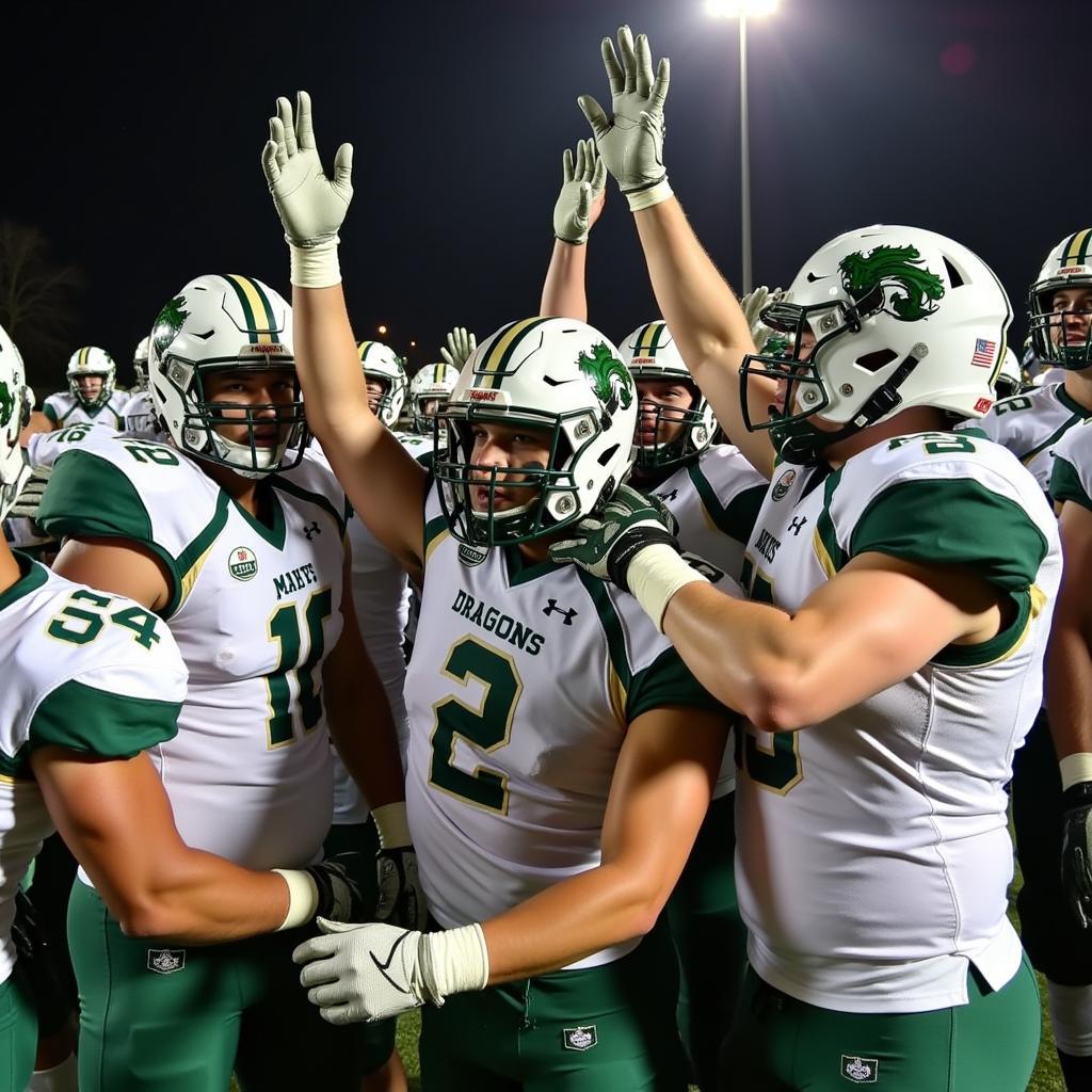 Lake Orion Football team celebrates a victory.