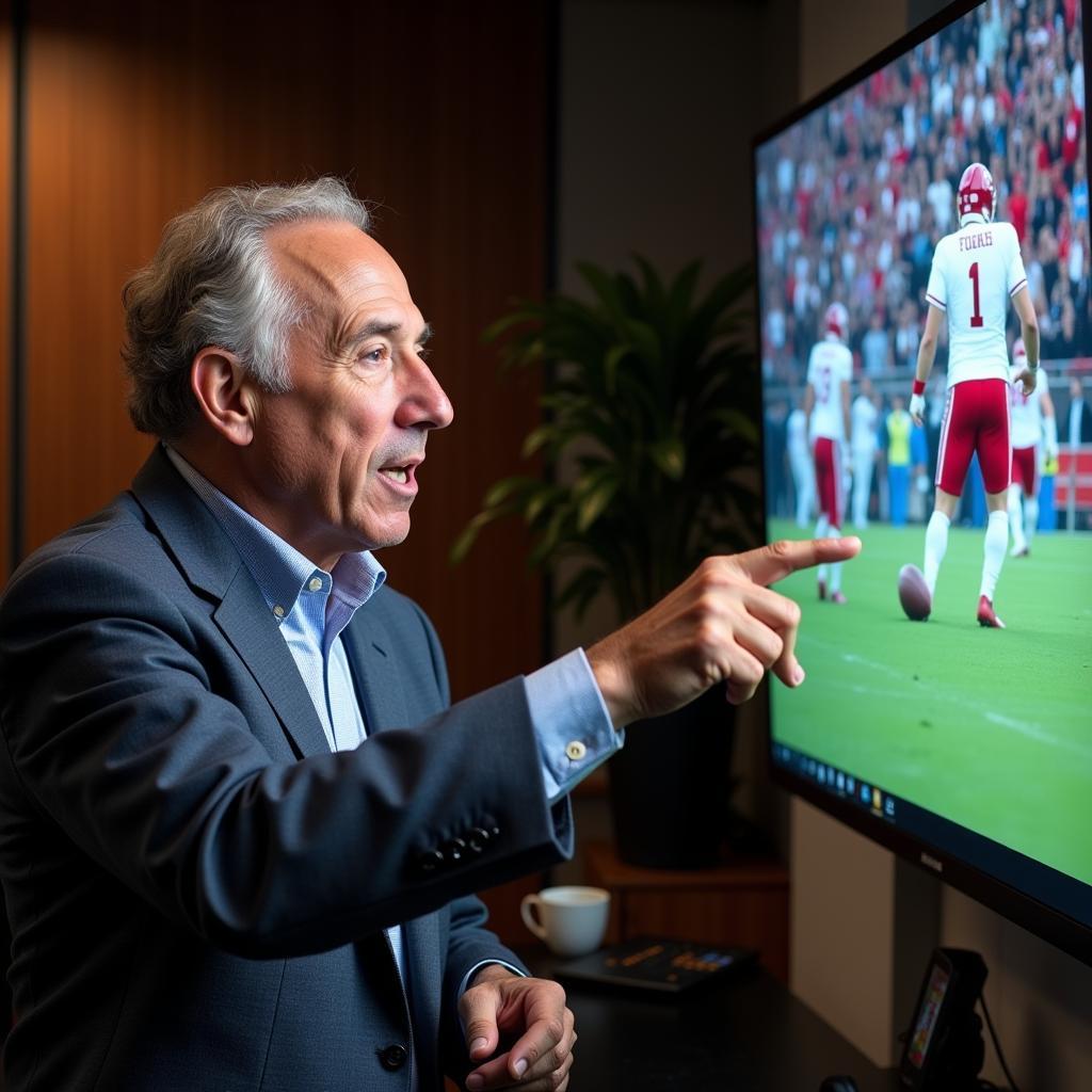 Lee Corso analyzing a football play on set