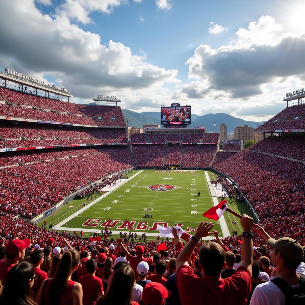 Crowd Roaring at a Live Cougar Football Game