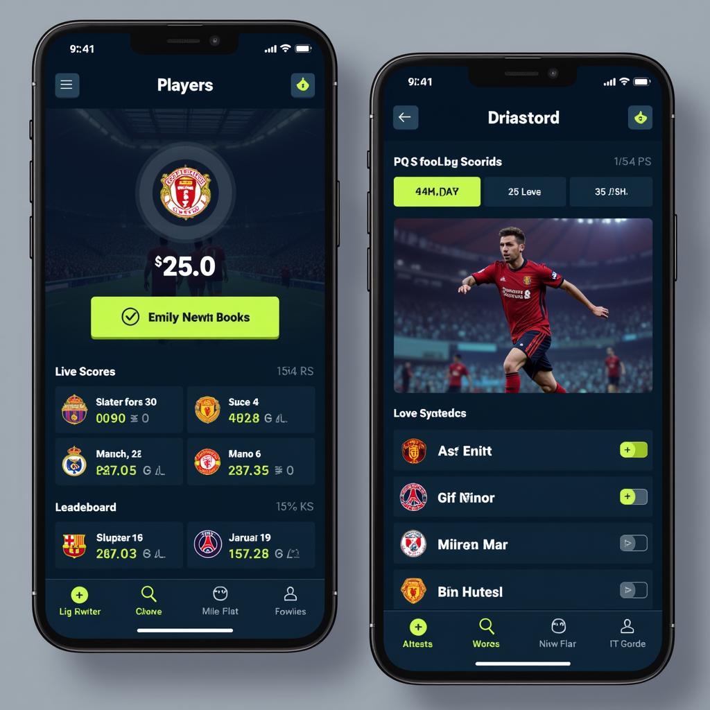 Live Fantasy Football App Interface