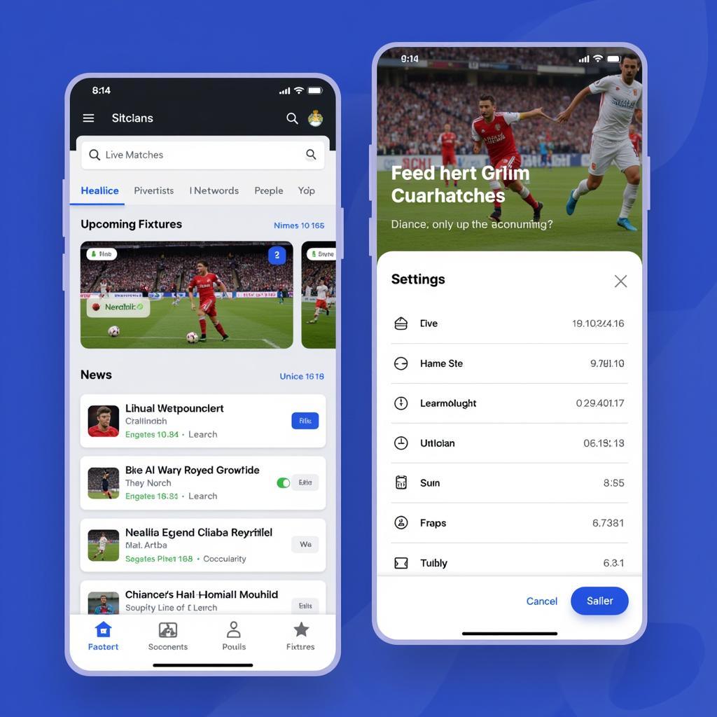 User-friendly interface of a live football HD app