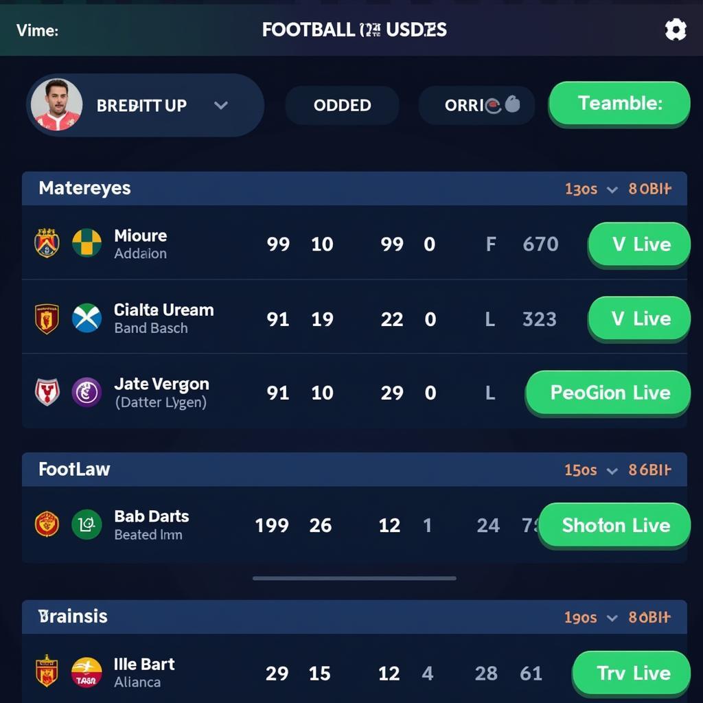 Live Football Lines Display on a Betting Platform